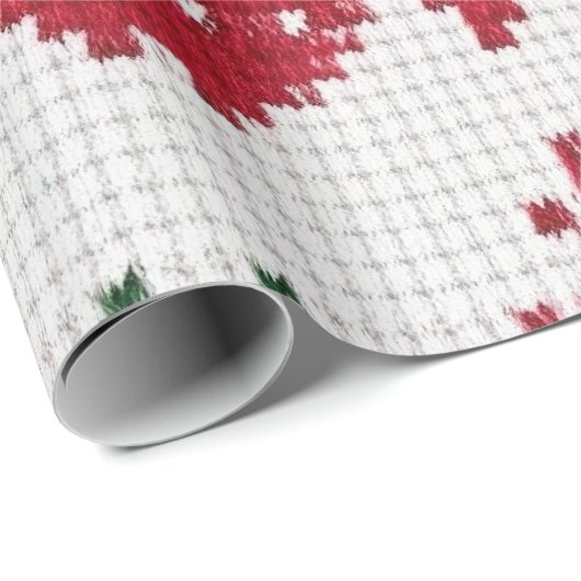 Festivrot und weißer Ugly Sweater Geschenkpapier (Rolleneckpunkt)