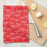 Festivrot und weißes einfaches Bow Doodle Muster Geschirrtuch<br><div class="desc">Ein niedliches und festliches Muster von weißen handgezeichnet Bugdoodles schmückt dieses rote,  absorbierende und funktionelle Waffelhandtuch aus Strick,  das dem Herz Ihrer Zuhause eine kleine Touch von Weiblichkeit verleiht. Dieses trendige Motiv ist überall,  verpassen Sie nicht,  es Ihrem Leben hinzuzufügen.</div>