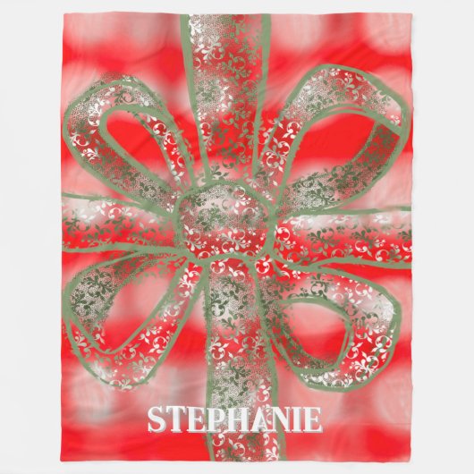 Festivskript kariert rot-weiß niedlich grüner Boge Fleecedecke (Vorderseite)