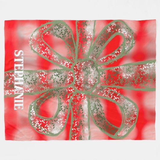 Festivskript kariert rot-weiß niedlich grüner Boge Fleecedecke (Vorderseite (Horizontal))