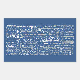 Festkleben in den Städten Finnlands Rechteckiger Aufkleber