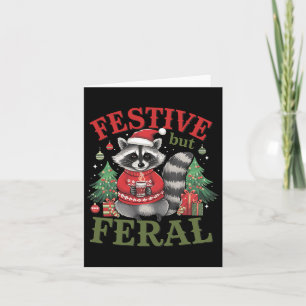 Festlich aber Feral Raccoon Tier Weihnachten X Karte
