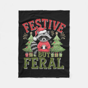 Festlich aber Feral Raccoon Weihnachten Weihnachts Fleecedecke