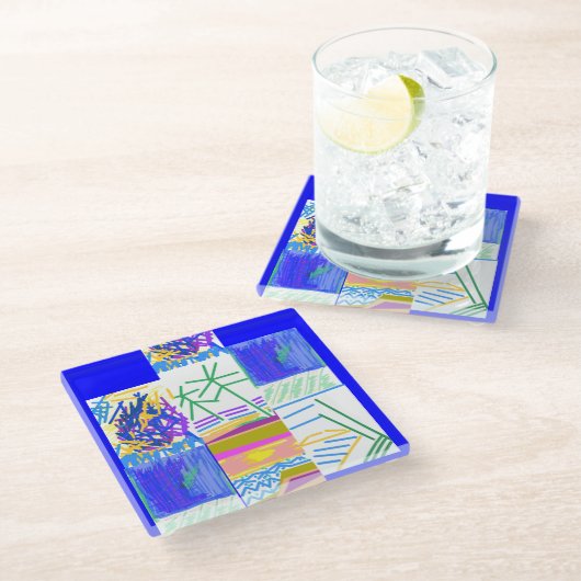 Festlich Abstrakt Glasuntersetzer (Schrägansicht)