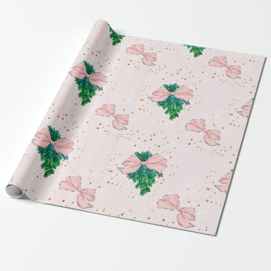 Festlich Blush Pink Glitzer Weihnachten Geschenkpapier (Ungerollt)