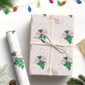 Festlich Blush Pink Glitzer Weihnachten Geschenkpapier