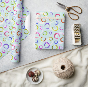 Festlich, chaotisch, bunt, Konfetti, Polka-Punkte, Geschenkpapier