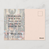 Festlich dekorierter Raum, Kamin, Katzen, Vintag Postkarte (Rückseite)