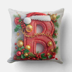 Festlich dekorierter Weihnachtsbuchstabe Rot B Kissen