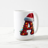 Festlich dekorierter Weihnachtsroter Buchstabe A Kaffeetasse (VorderseiteRechts)