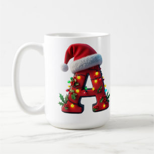 Festlich dekorierter Weihnachtsroter Buchstabe A Kaffeetasse