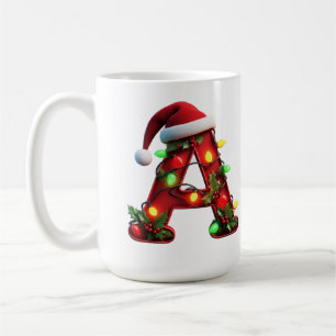 Festlich dekorierter Weihnachtsroter Buchstabe A Kaffeetasse