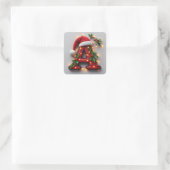 Festlich dekorierter Weihnachtsroter Buchstabe A Quadratischer Aufkleber (Tasche)