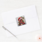 Festlich dekorierter Weihnachtsroter Buchstabe A Quadratischer Aufkleber (Umschlag)