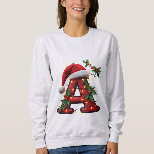Festlich dekorierter Weihnachtsroter Buchstabe A Sweatshirt (Vorderseite)