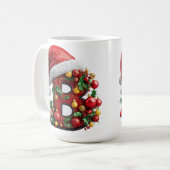 Festlich dekorierter Weihnachtsroter Buchstabe B Kaffeetasse (Vorderseite Links)