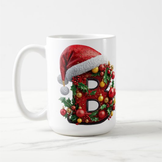 Festlich dekorierter Weihnachtsroter Buchstabe B Kaffeetasse (Links)