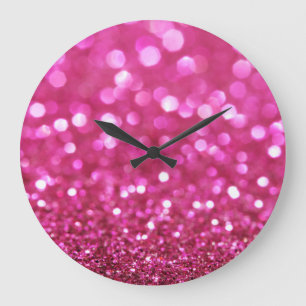 Festlich dunkles Rosa: Elegant Abstrakt. Große Wanduhr