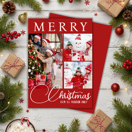 Festlich frohe Weihnachten drei Foto rot und weiß