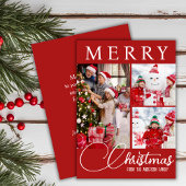 Festlich frohe Weihnachten drei Foto rot und weiß