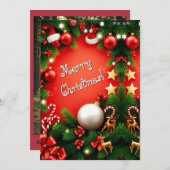 Festlich frohe Weihnachten Personalisiert Rot (Vorne/Hinten)