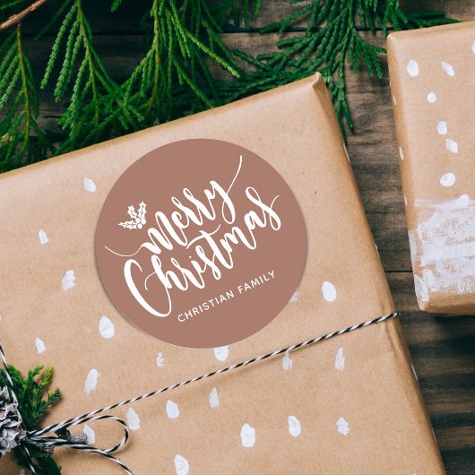 Festlich frohe Weihnachten Personalisiert Runder Aufkleber