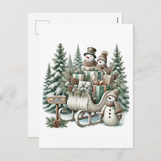 Festlich Frohe Weihnachten Schneemann Schlitten La (Vorne/Hinten)