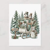 Festlich Frohe Weihnachten Schneemann Schlitten La (Vorderseite)