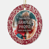 Festlich Frohe Weihnachtsschneeflocke Zwei Fotos Keramik Ornament (Links)