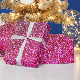 Festlich-heiß-rosa Glitzer-Muster elegant mädchenh Geschenkpapier