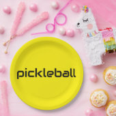 Festlich hellgelber, moderner schwarzer PICKLEBALL Pappteller (Party)
