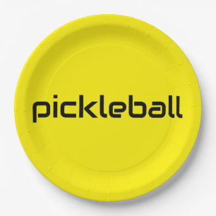 Festlich hellgelber, moderner schwarzer PICKLEBALL Pappteller