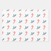 Festlich Holly Berry & Candy Cane Weihnachten Geschenkpapier Set (Vorderseite 2)