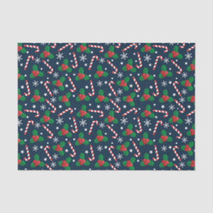 Festlich Holly Berry & Cane Muster Weihnachten Seidenpapier