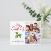 Festlich Holly Berry FOTO Weihnachtsgrüßen Feiertagspostkarte (Stehend Vorderseite)