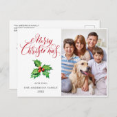 Festlich Holly Berry FOTO Weihnachtsgrüßen Feiertagspostkarte (Vorne/Hinten)