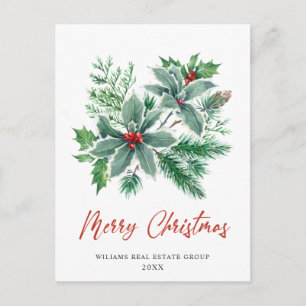 Festlich Holly Berry Weihnachten Firmenfeiertag Postkarte