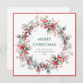 Festlich Holly Berry Weihnachtsfeier Moderner Feiertagskarte (Vorne/Hinten)