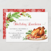 Festlich Holly Berry Weihnachtsfeiertag Mittagesse Einladung (Vorne/Hinten)
