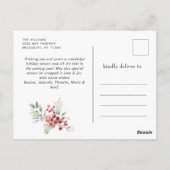 Festlich Holly Berry Weihnachtsfeiertag Postkarte (Rückseite)