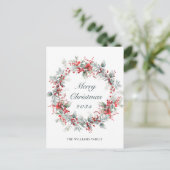 Festlich Holly Berry Weihnachtsfeiertag Postkarte (Stehend Vorderseite)