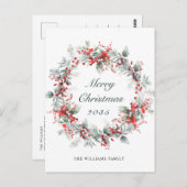 Festlich Holly Berry Weihnachtsfeiertag Postkarte (Vorne/Hinten)