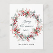 Festlich Holly Berry Weihnachtsfeiertag Postkarte (Vorderseite)