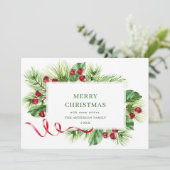 Festlich Holly Berry Weihnachtsgrüßen Feiertagskarte (Stehend Vorderseite)
