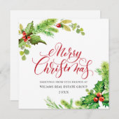 Festlich Holly Berry Weihnachtsgrüßen Feiertagskarte (Vorne/Hinten)