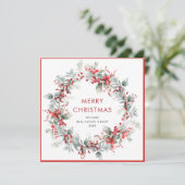 Festlich Holly Berry Weihnachtskranz Unternehmen Feiertagskarte (Stehend Vorderseite)