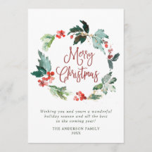 Festlich Holly Berry Wreath Weihnachten Gruß Holi