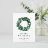 Festlich Holly Berry Wreath Weihnachtsfeiertag Postkarte (Stehend Vorderseite)