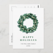 Festlich Holly Berry Wreath Weihnachtsfeiertag Postkarte (Vorne/Hinten)