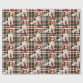 Festlich Kariert Cavalier Spaniel Santa Dog Weihna Geschenkpapier (Flach)